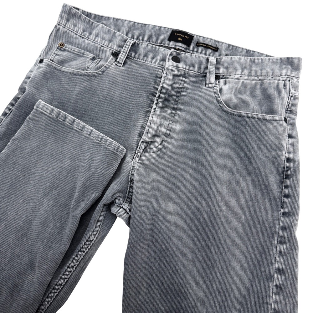 Quiksilver Pants Mens 33x30 Gray Corduroy Straight Tapered Fit Surf Skate Casual